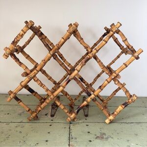 Vintage 70’s Burnt Bamboo Collapsible Wine Rack